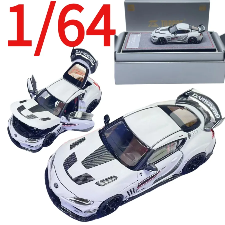 TOP ART Diecast 1:64 Toyota Supra A90 Shark Battle Grey Full Open Chengdu Show Limited Car Model Play Vehicles Collectible Model
