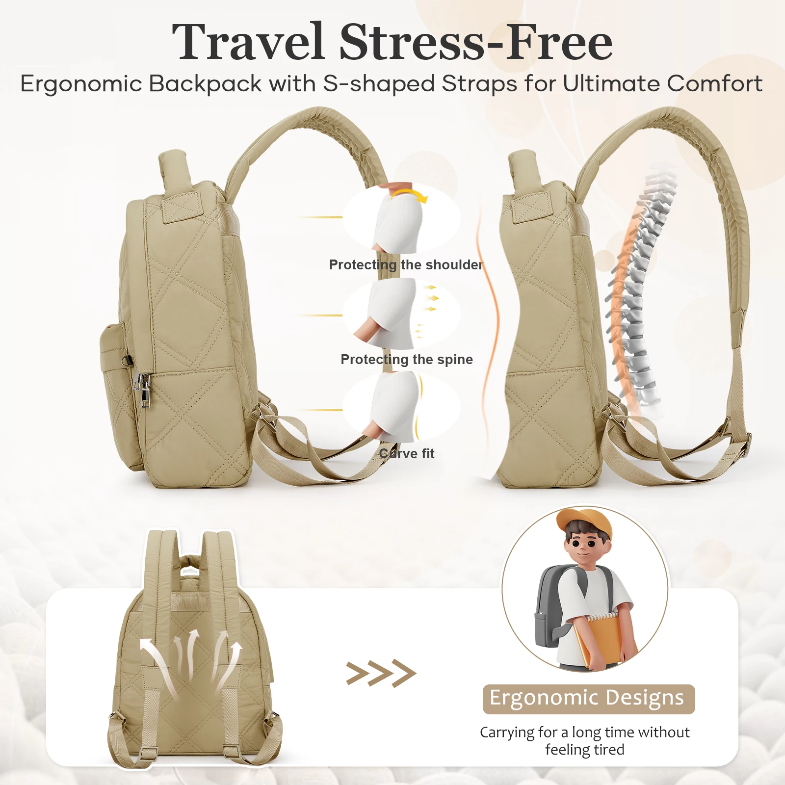 Women's Backpack Fashion Backpacks, Mini Backpack Lightweight Casual Backpack Work Bag Woman Puffer Small Backpack Purse view 4