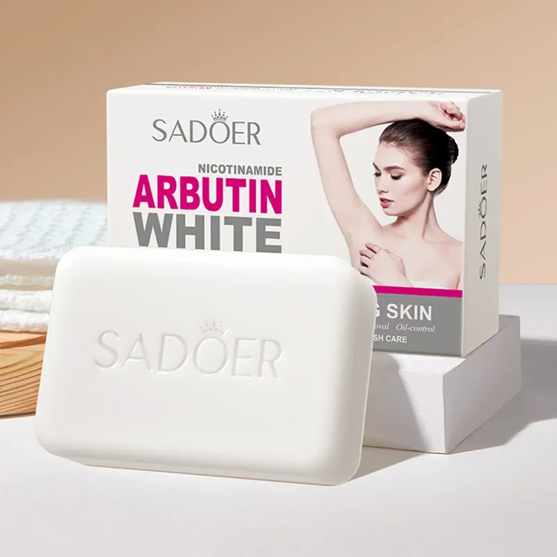 SADOER niacinamida arbutina jabón Facial hidratante brillo limpieza profunda cuerpo lavado de cara espuma limpiador Facial jabón hecho a mano