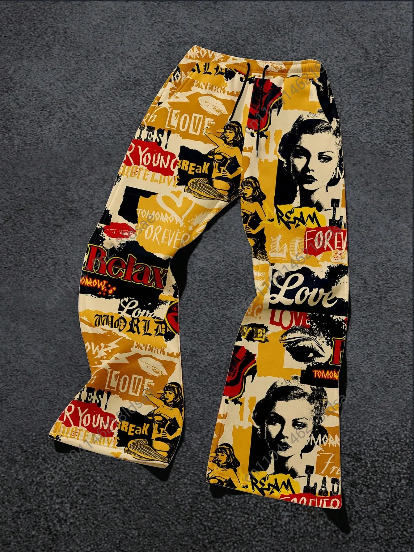 بنطلون Manfinity EMRG للرجال من البوليستر بطباعة ثلاثية الأبعاد INS High Street Hip-Hop Rock بحروف كبيرة واسعة بنطال رياضي على شكل جرس #2