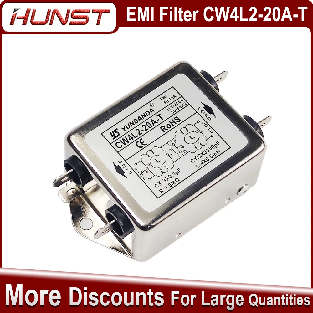 

Hunst EMI Filter CW4L2-20A-T Single Phase AC 115V / 250V 20A 50/60HZ For Laser Cutting Engraving Machine And Marking Machine.