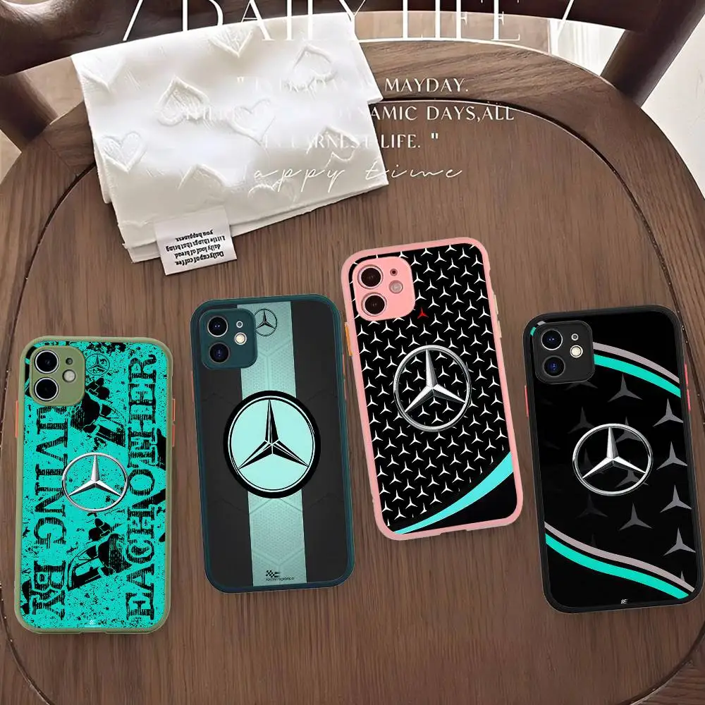 Car M-Mercedes-Ben-z-Backs Phone Case For IPhone 11 12 13 14 15 16 Pro Plus X XS MAX Matte Bumper Shockproof Cover