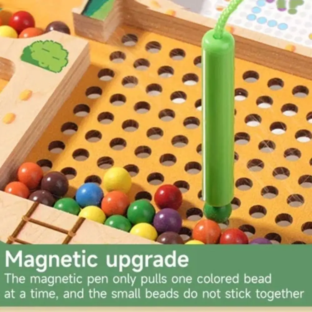 Gioco di posizionamento in legno in legno Formazione magnetica della concentrazione Montessori Numero educativo colorato Scrittura labirinto magnetico