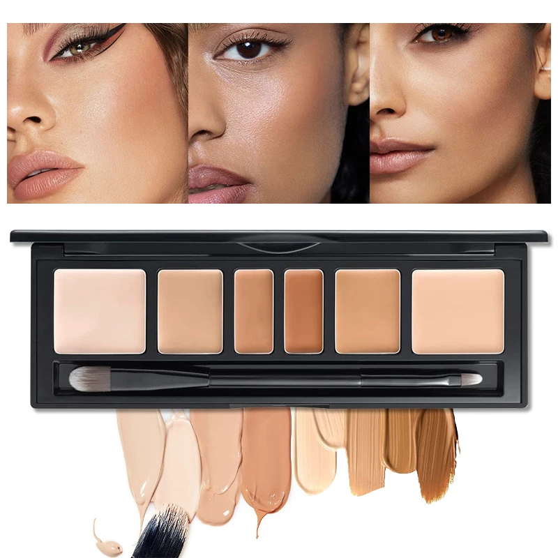 6Colors Concealer Palette Cream Texture Covers Acne Marks Dark Circles Multifunction Face Makeup Lasting Brighten Face Cosmetics