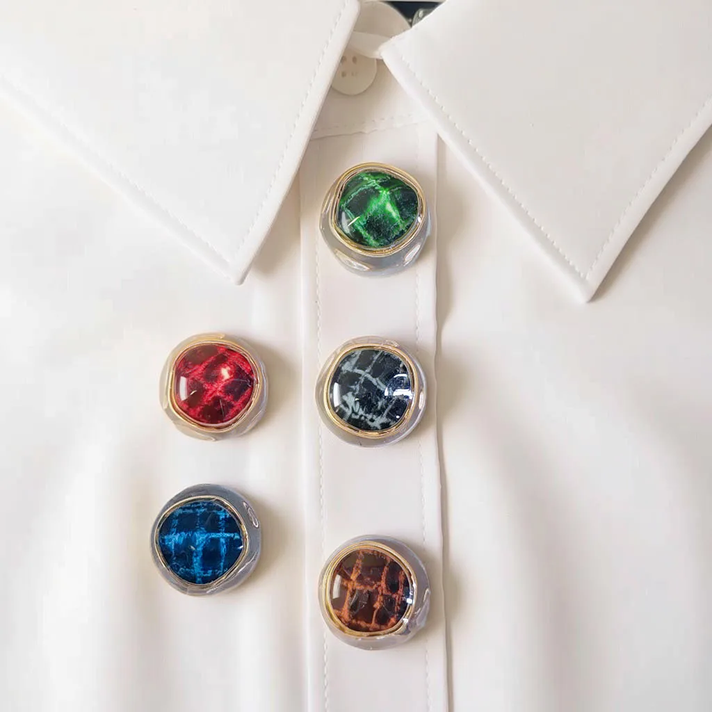 2 Pièces – Cache-boutons à Carreaux Tendance de Haute Qualité pour Vêtements DIY, Décoration de Boutons de Chemise et Manches
