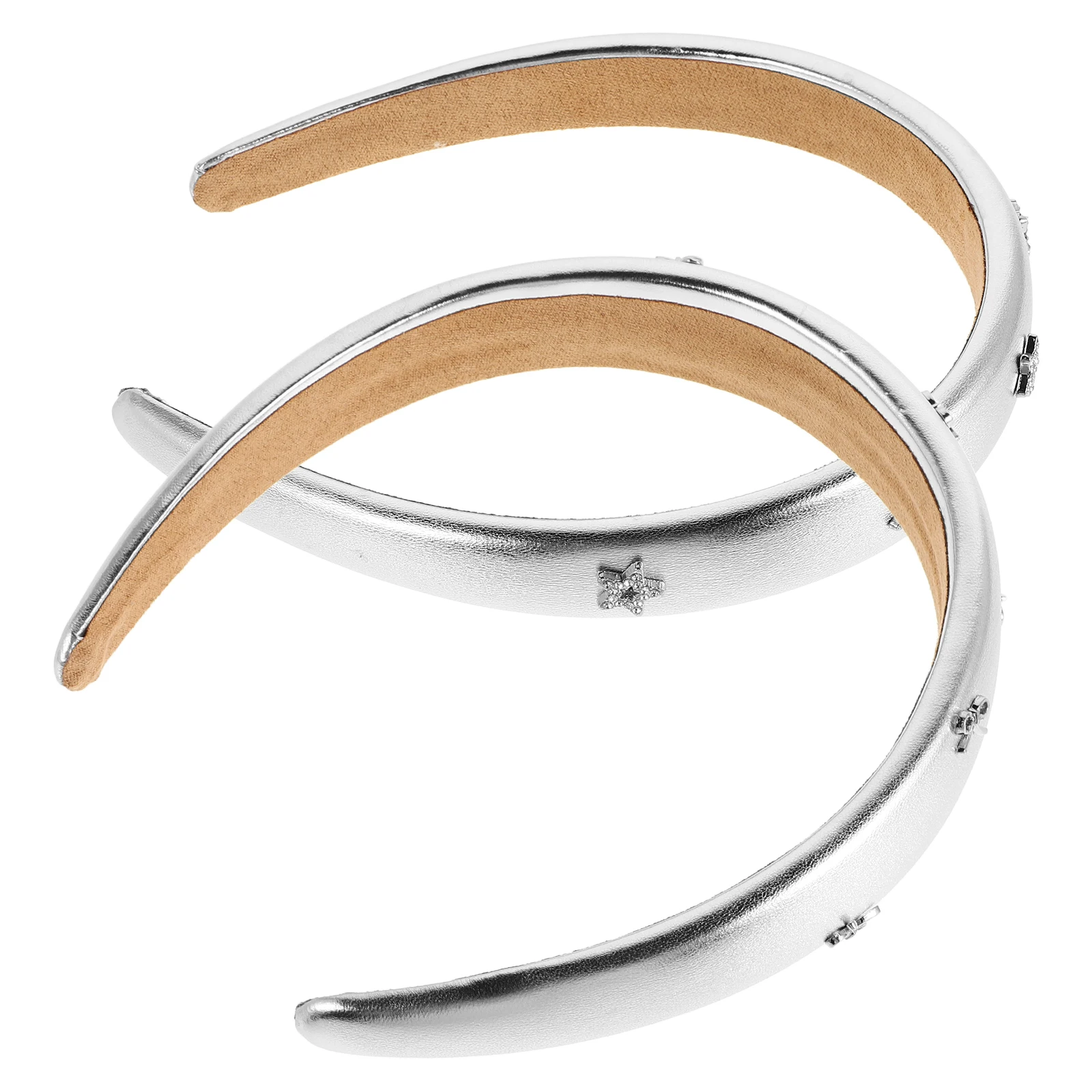 

2pcs Silver Headb s for Women Pu Hairb s High Crown Design Padded Sponge Hairb Makeup Hoop Accessories