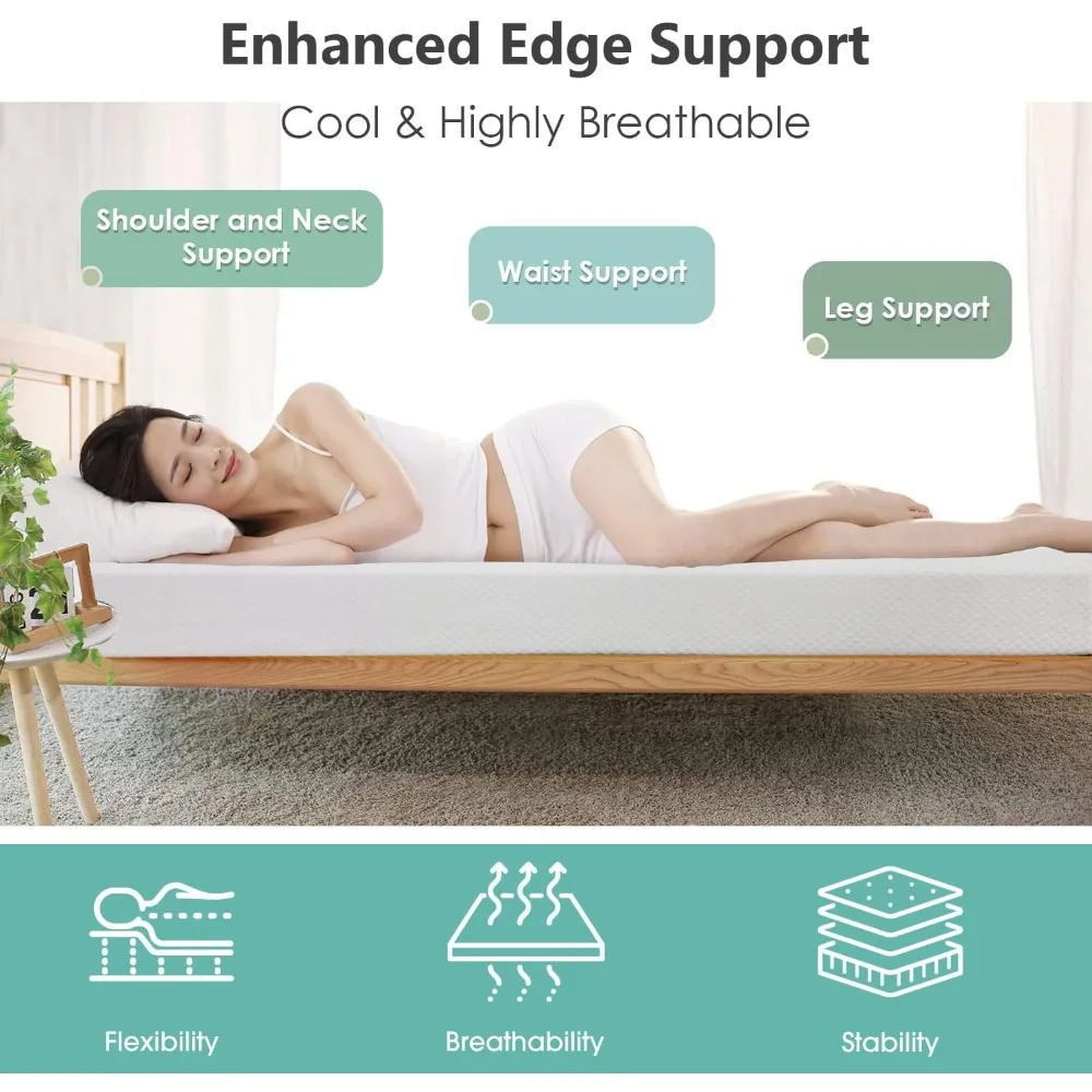 10 Inch Full Gel Memory Foam Mattress Fiberglass Free/CertiPUR-US Certified/Bed-in-a-Box/Cool Sleep & Comfy Support