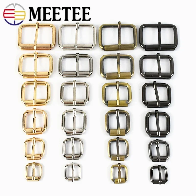 10/20Pcs Meetee 13-38mm Metal Buckles for Belt Roller Pin Buckle Bag Strap Adjustable Slider Ring Clasp DIY Hardware Accessories