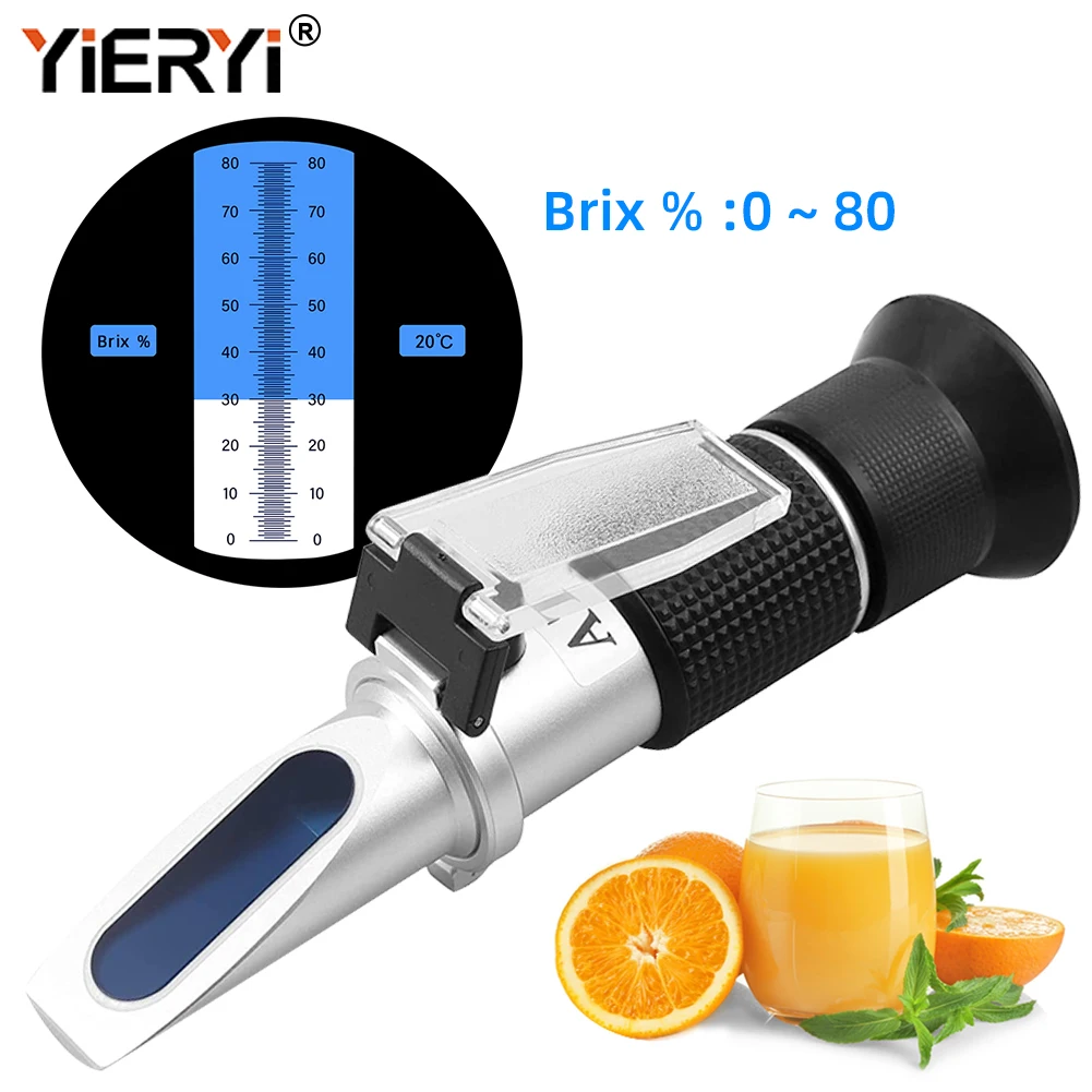 Handheld Sugar Refractometer 0-80% Sugar Concentration Tester Fruit Sugar Meter Food Beverage Sugar Detector Optical Instrument