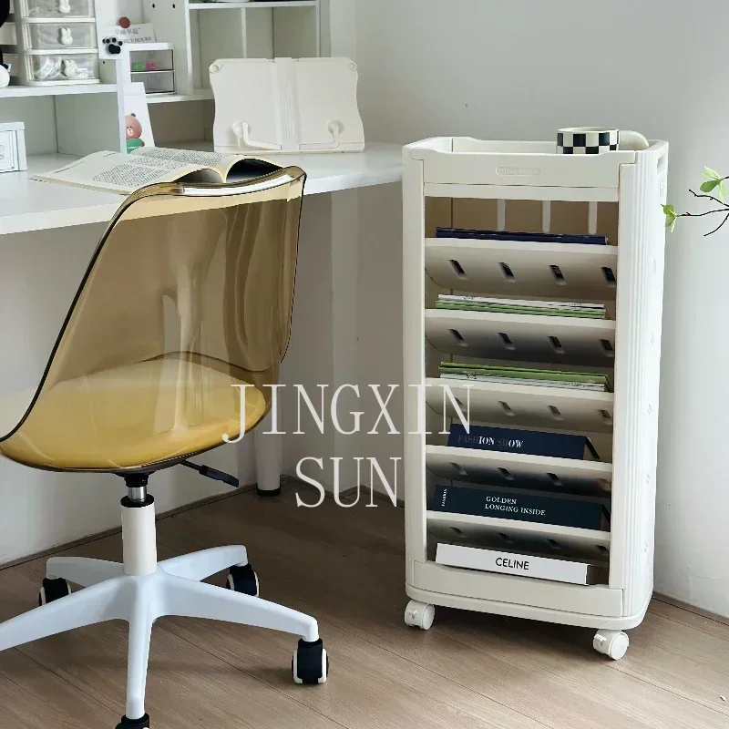 Environmental PE Plastics Classroom Desk Bookshelf Student Children Study Area with Wheelsl Movable Nordic Simple Storage Rack