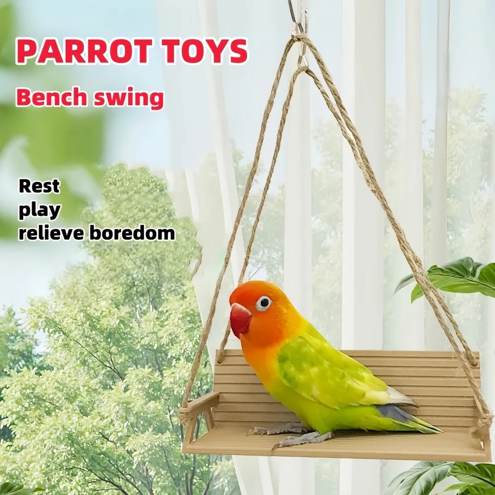 Easy Clean Funny Bench-Style Bird Swing with Chain Creative Interactive Bird Birdcage Decoration Parrot Swing Bird Play
