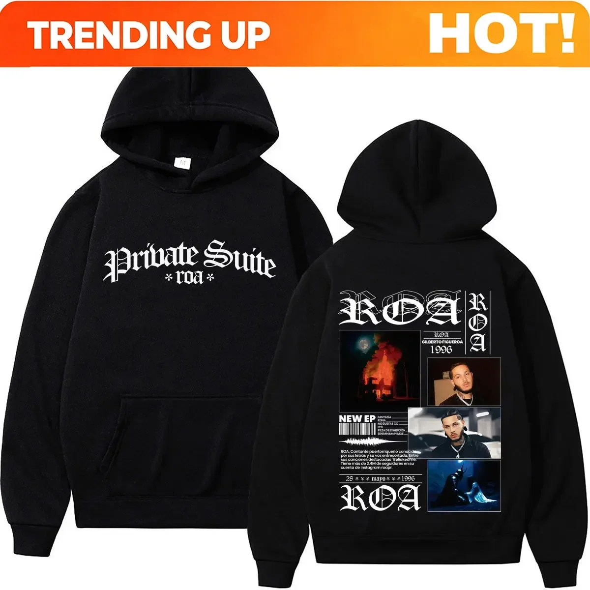 Customization Rapper Roa New Album 2026 Tour Print Print Hoodie Men Women Hip-hop Long Sleeves Vintage Loose Casual Fleece Pullo