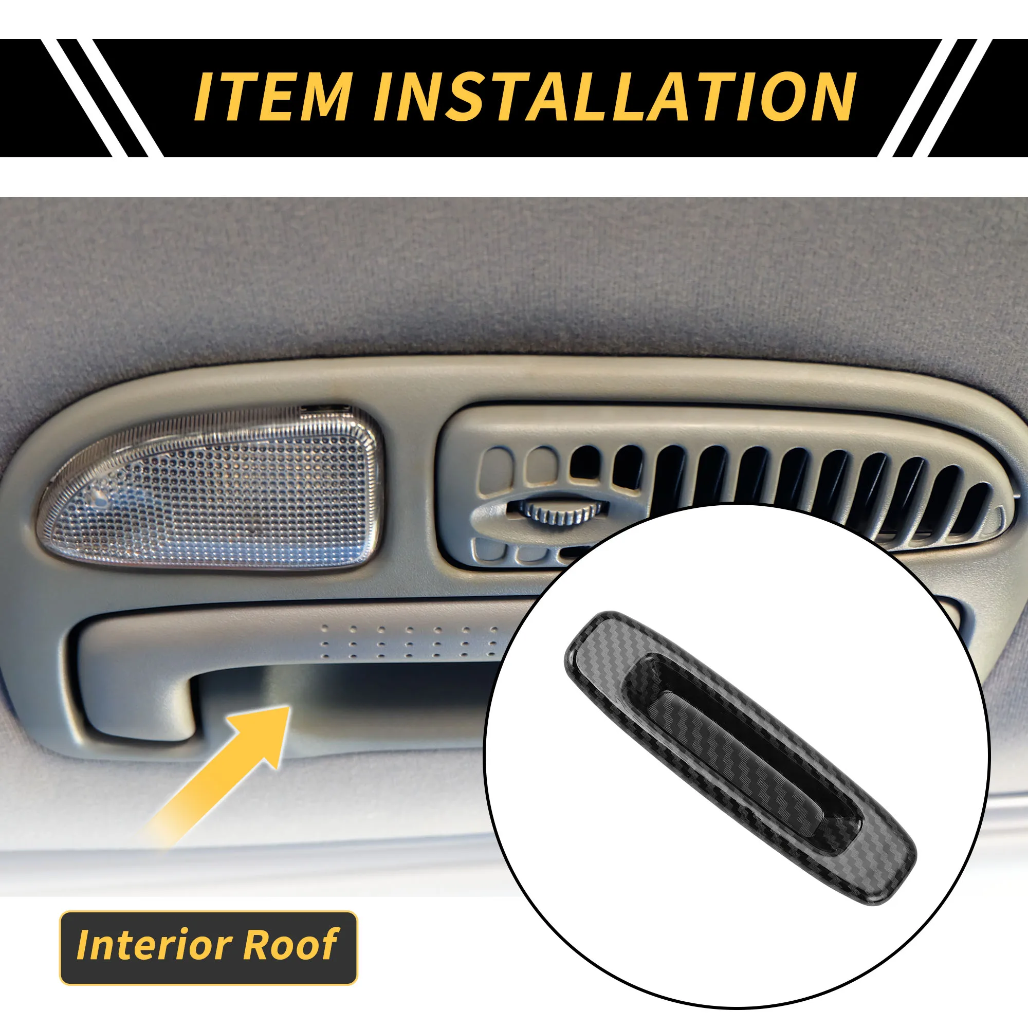 UXCELL Carbon Fiber Pattern Car Interior Roof Handle Cover Trim for Toyota Tundra 14-21