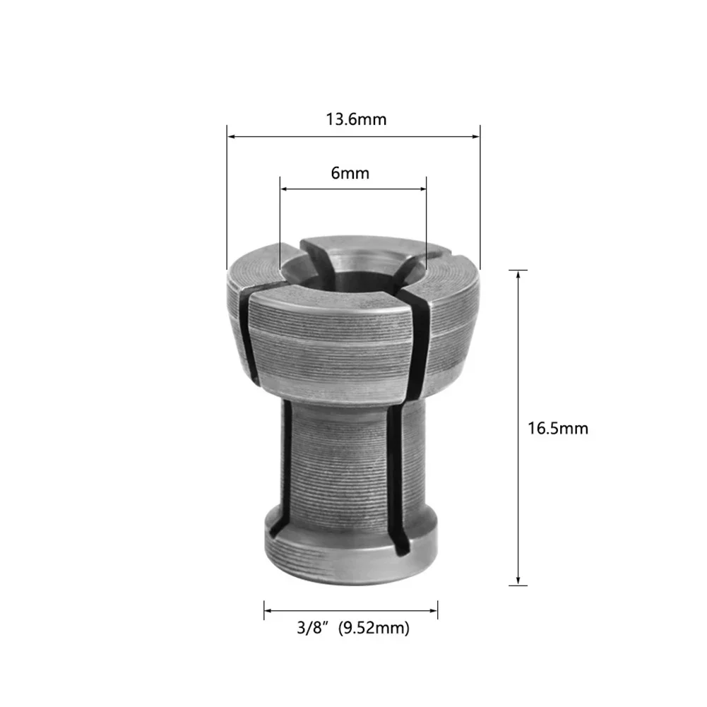 6Pcs M17 Collet Chuck Adapter With Nut Engraving Trimming Machine Electric Router Bit Collets 10mm 9.5mm 8mm 6.35mm 6mm