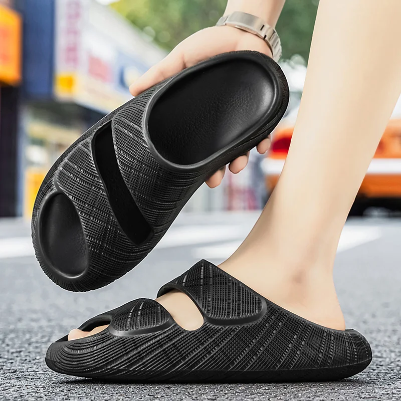Herensandalen met klompvorm: hoge hak, plat, zomers, met gaten, antislip, voor thuis en het strand_voghion.com