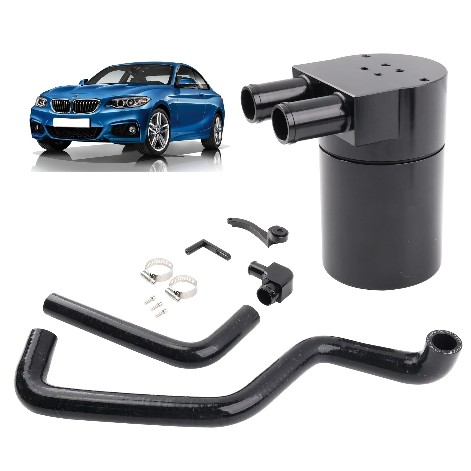 Oil Catch Can Breather Double-baffle w/ Bracket Pipe for BMW F20 F21 F22 F23 F30 F34 F32 F33 F36 130i 120i 125i 135i B46 B48