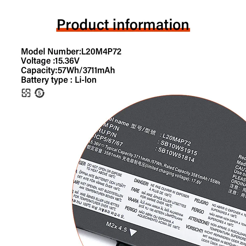 Nieuwe L20m4p72 Sb10w51915 5b10w51814 Laptop Batterij Voor Lenovo Thinkpad T 14S Gen2 L20l4p72 L20c4p72 L20d4p72 3711Mah 15.36V