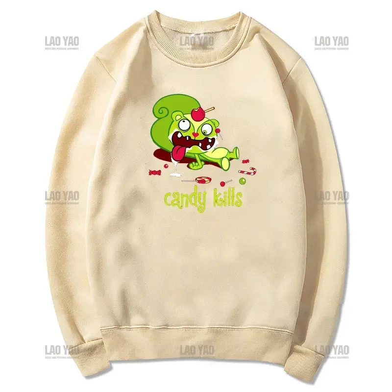 Happy Tree Friends Embrace Cartoon Sweatshirt Pullover Boy Girl Classic Animated Printed Hoodie Student Hoodies