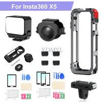Aluminum Alloy Protective Case For Insta360 X5 Camera Frame Rabbit Cage With Silicone Lens Cover Cold Shoe and 1/4\