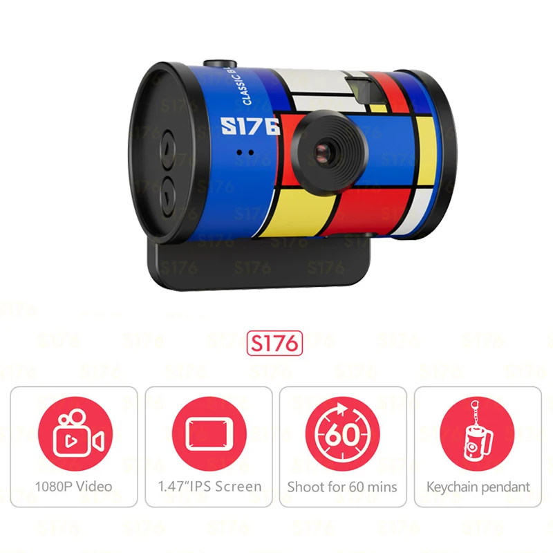 S176 Portable Mini Film Camera 1080P HD Recorder Wearable Necklace Design with Photo Video Function for Vlog Outdoor Adventure
