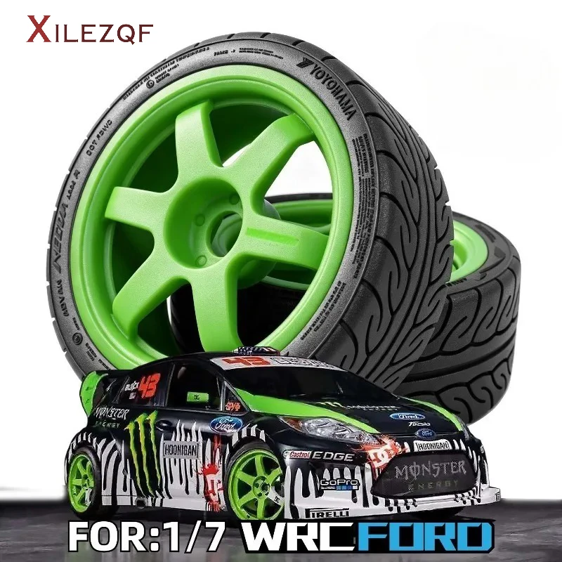 1/7 WRC Rally Tires & Wheel Rims 17mm Hex for 1/8 RC Car Arrma HSP HPI Txas MXJ KKPIT Losi Kyosho Redcat WR8 KM FS Citroen
