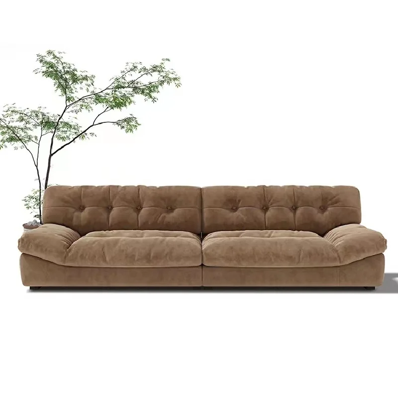 

ey-Italian Living Room Sofas Set Milano Sofa Straight Pull Button Goose Down Sofa#