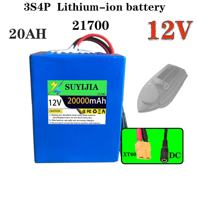 

21700Новинка, 12 В, 20 Ач, высокоскоростная перезаряжаемая водонепроницаемая съемная сетчатая батарея для лодки, 3S4P, 12 В, 20000 мАч, литиевая батарея для лодки Chao