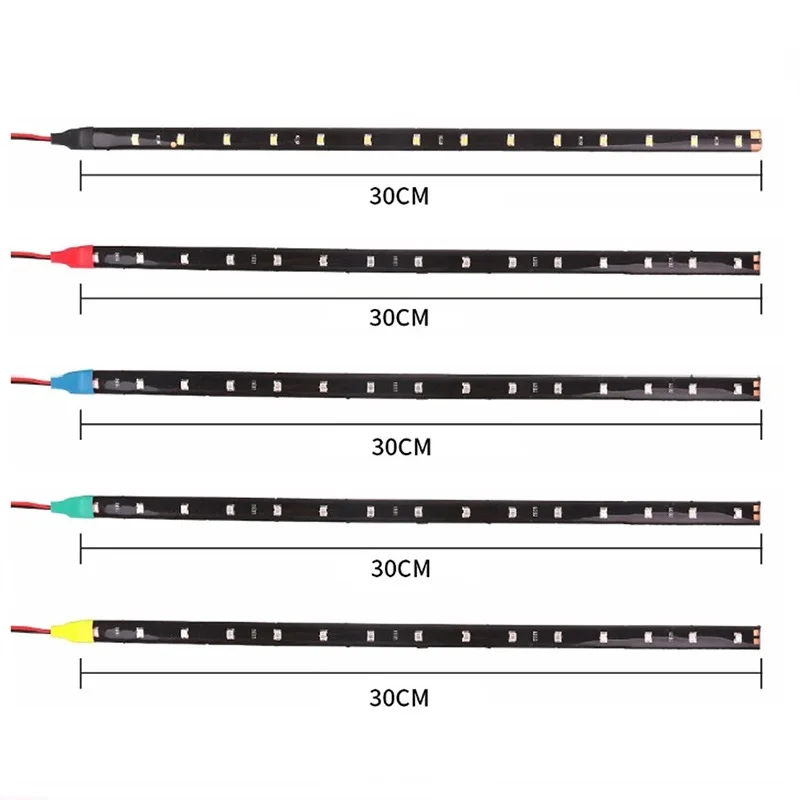 1 szt. Samochodowy pasek dekoracyjna LED do samochodu z elastyczną stylizacją nastrojowe światła 12V 15 SMD 30CM biały czerwony żółty Bule