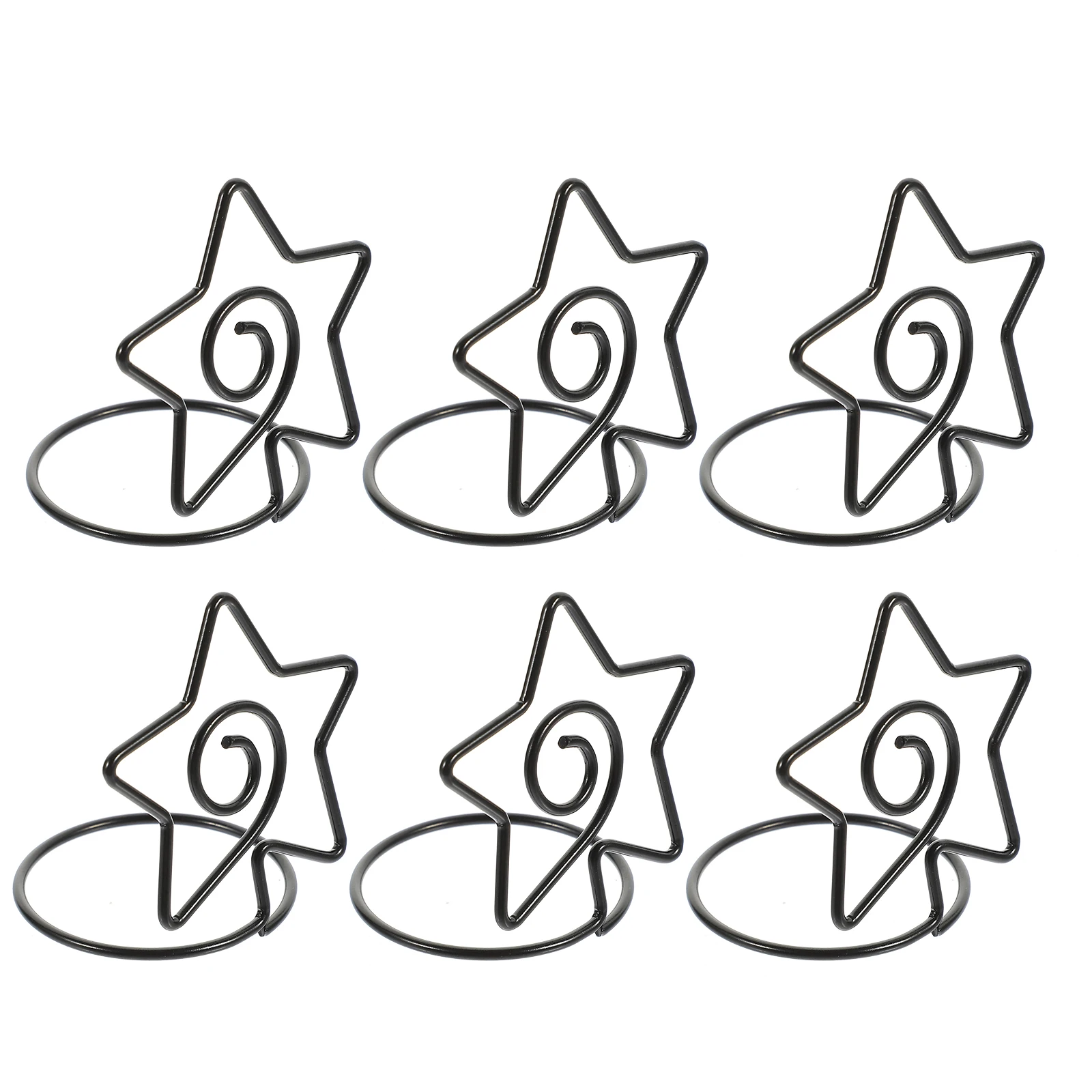 

6pcs Seat Holder Metal Card Holders for Wedding Table Number Stands Photo Display Memo Clips Black Wire Place Cards Folder