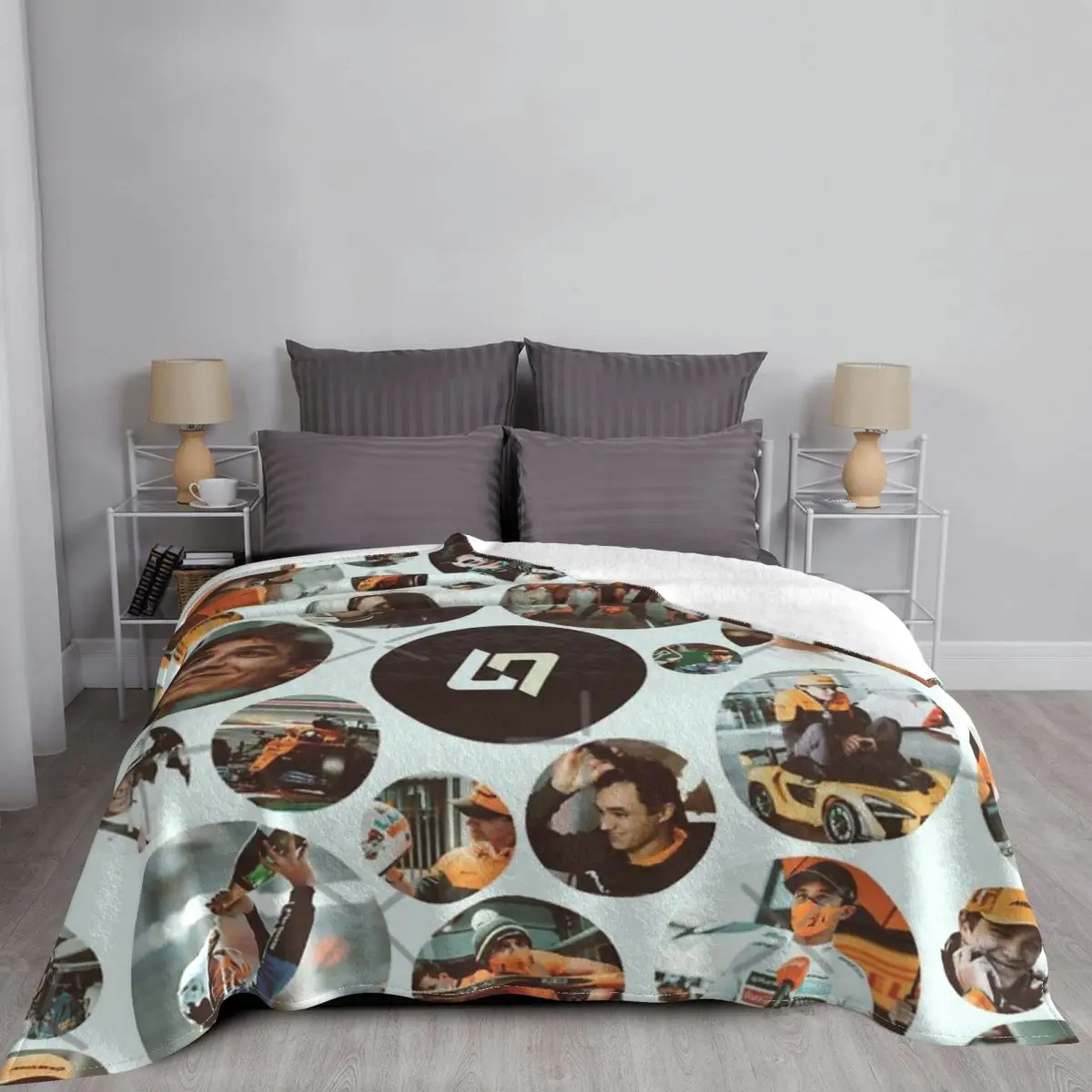 Lando Norris Collage 2020 Season Blanket Bedspread On The Bed Plush Soft Bed Blanket With Picture Throw Blanket