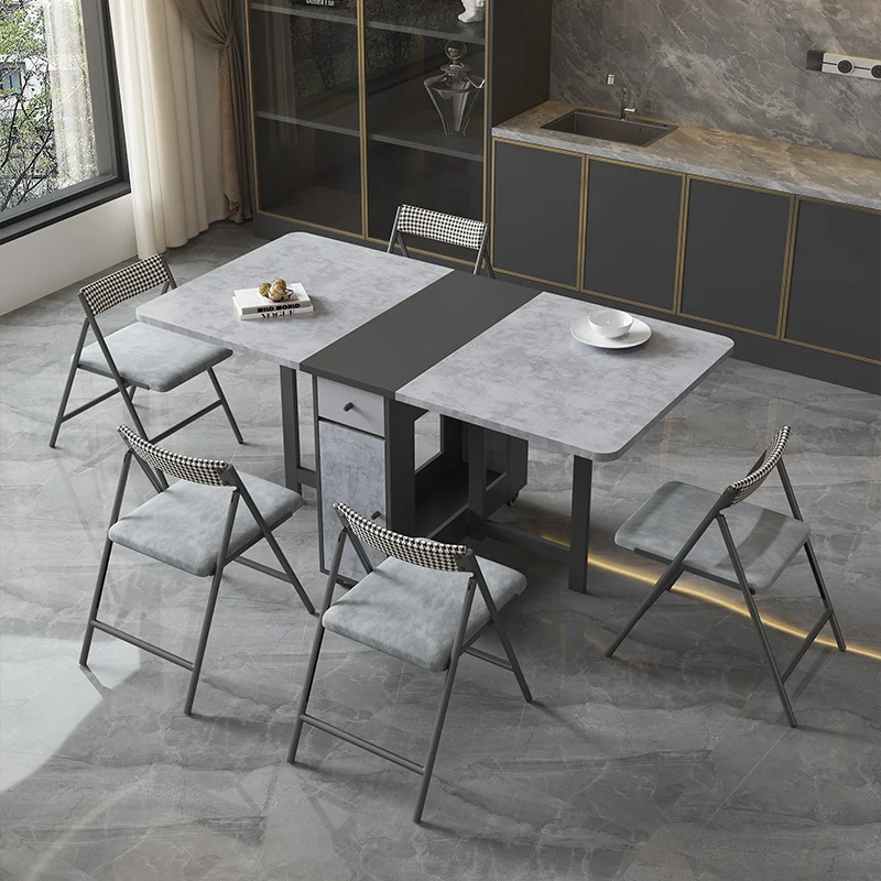 

Folding dining table and chair combination modern simple multi-functional small apartment home retractable