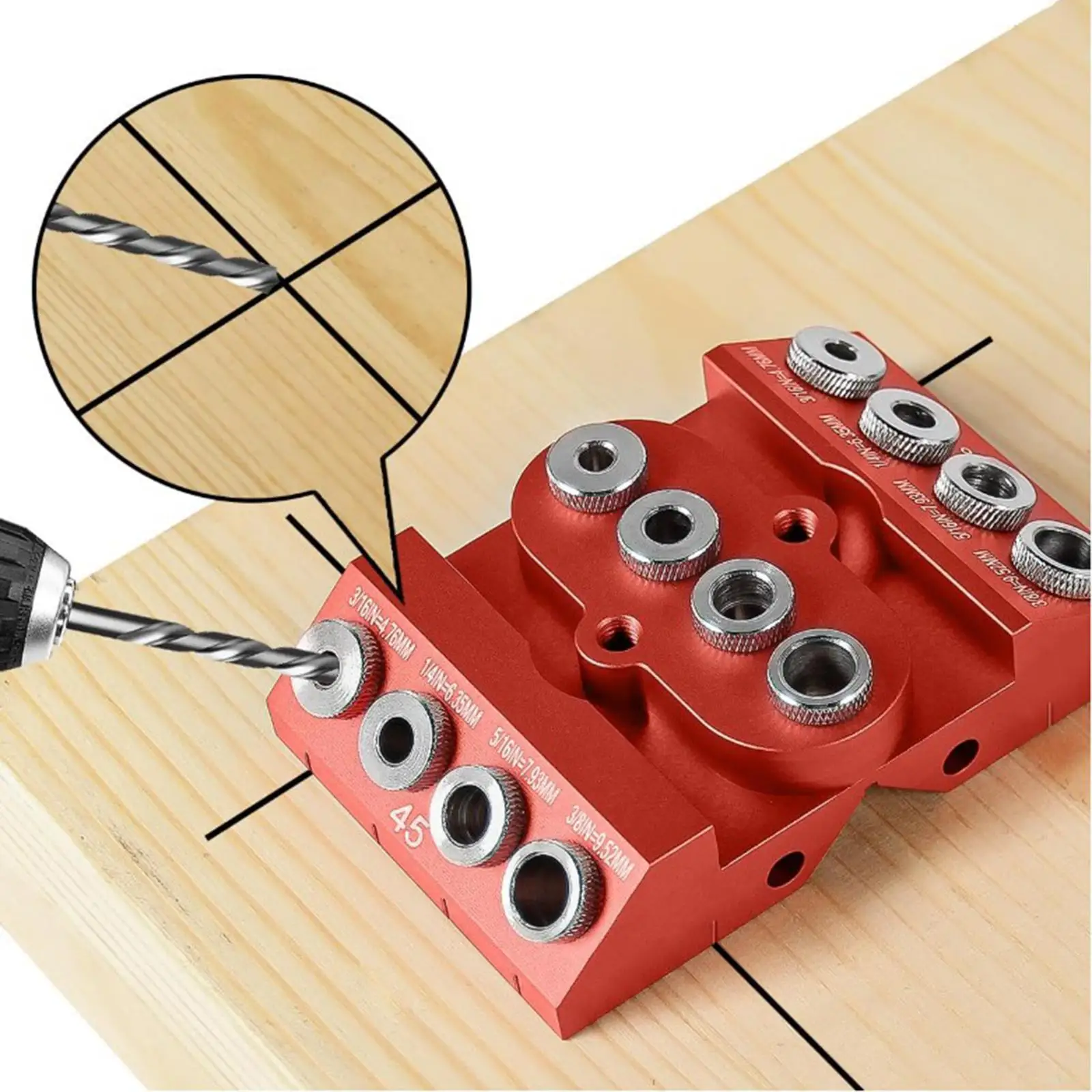 Drill Guide Block Aluminum Alloy Punching Tool Locator Drilling Kit for Cable Railing Woodworking Stairs Handrail Deck Wood Post