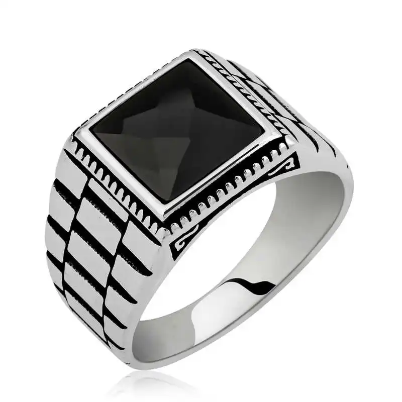 Silver Watchbands Patterned Men 'S Ring