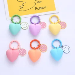 Sweet Love Heart Smile Face Pearl Keychain Key Ring for Women Girls Gift Fashion Bag Airpods Box Car Phone Accessorie Jewelry