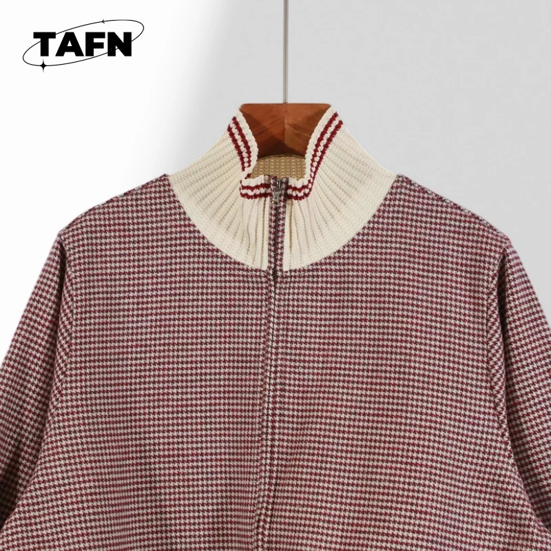 タートルネックファッションシンプルな配色快適で美しいレトロスタイルカシミヤカーディガンカジュアルな外出のための暖かさAD2810