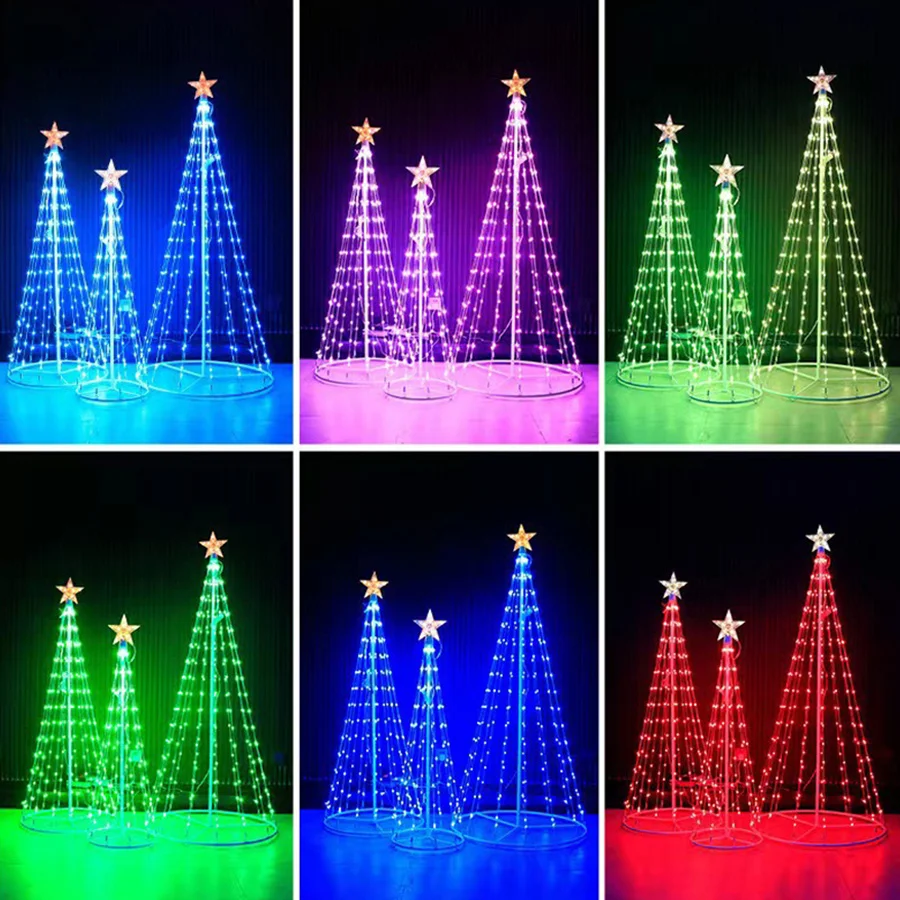 2.1M RGBIC APP Control Christmas Cone Tree Lights Smart Bluetooth App Artificial Lighted Christmas Tree Outdoor With Remote