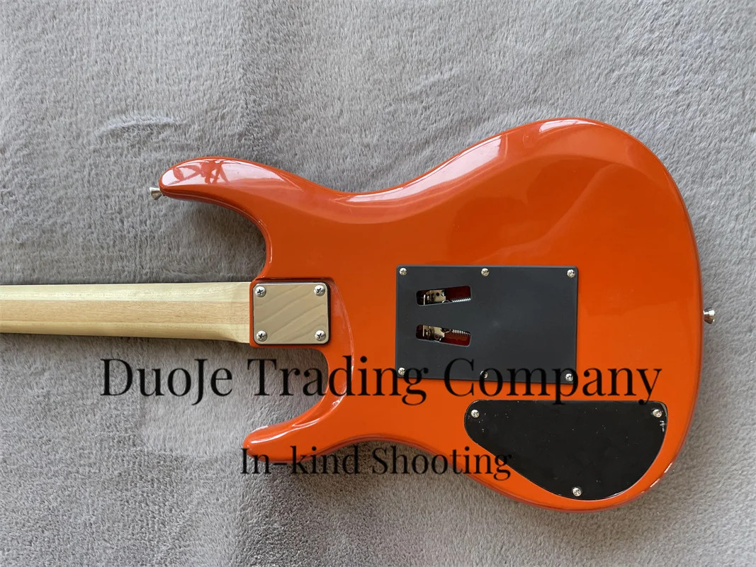 Orange red guitar basswood body Maple neck Rose wood fingerboard tremolo bridge Orange pickup chrome hardware