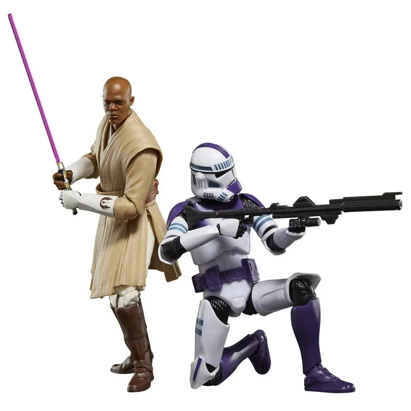 New Original Hasbro Star Wars The Black Series Mace Windu & Clone Trooper 2-pack Action Figure Collection Ornament Original view 5