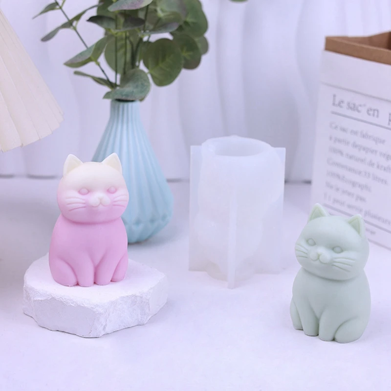 3PCS แมวซิลิโคนเทียนแม่พิมพ์สบู่สัตว์เรซิ่นคริสตัลทํา DIY ช็อกโกแลต Mould งานฝีมือบ้าน