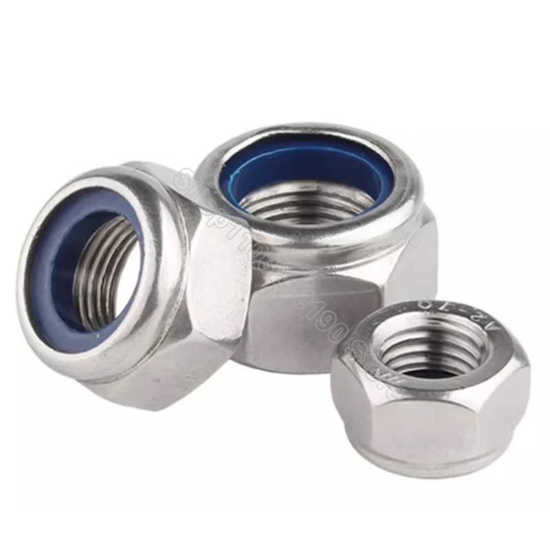 2-10pcs M6 M8 M10 M12 M14 M16 M18 M20 304 Stainless Steel Fine Thread Hexagon Nylock Nut Locknut Hex Nylon Insert Self Lock Nuts