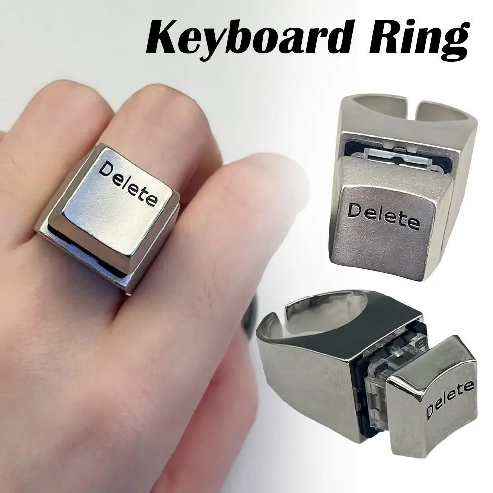 Adjustable Statement Rings Personality Delete Keyboard Design Unisex Delete Everything Rings Unique Jewelry Accessories 1PCS