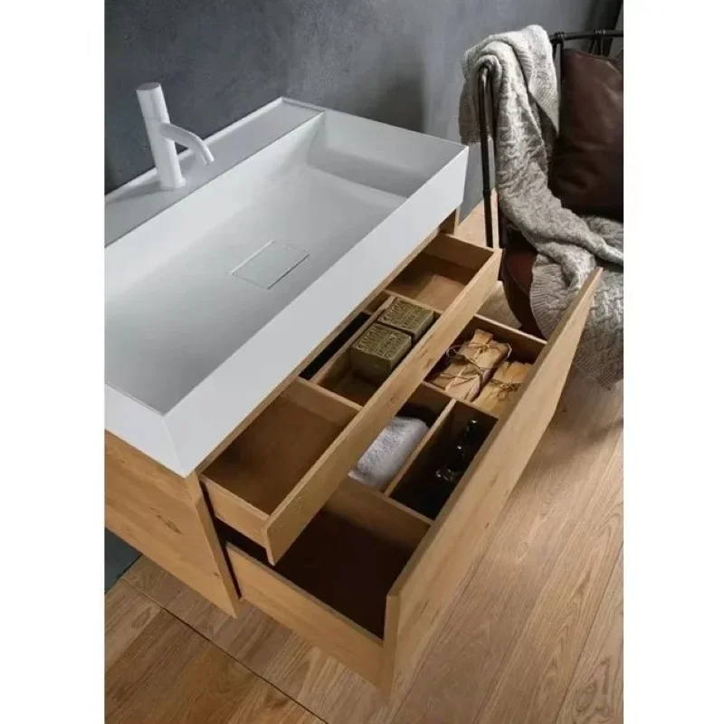 Hot sales Plywood Material Wall-Hung Single Sink Bathroom Vanity Cabinets