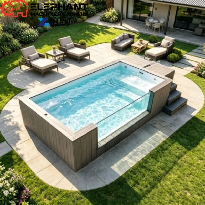 Large Size 20ft 40ft Fiberglass Container Plunge Pool, Big Above Ground Outdoor Swimming Pool For Adult House Use