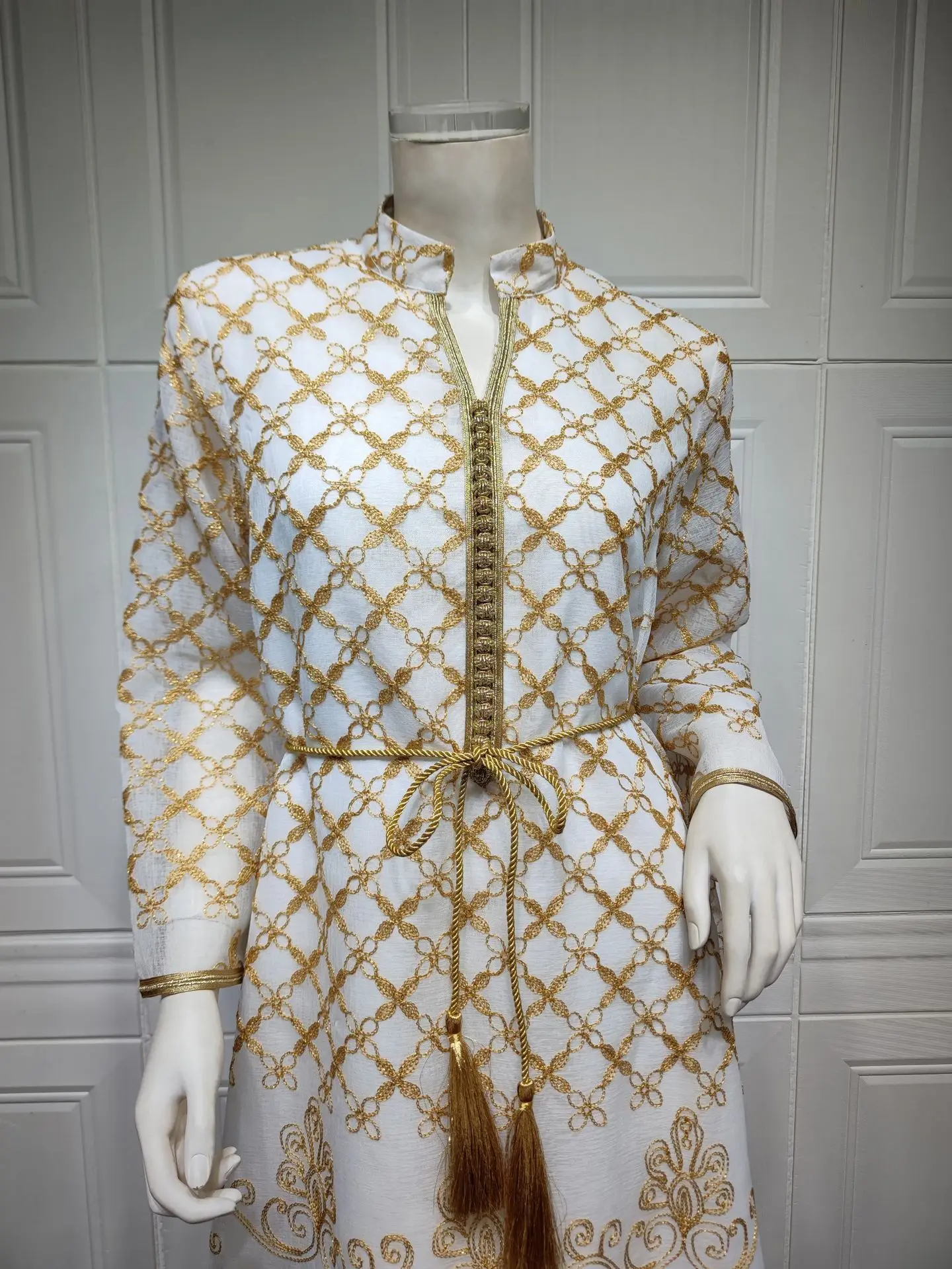 

Уни платья для Рамадана, элегантное платье-кафтан с этнической цветочной вышивкой, марокканское мусульманское платье Дубая, Абая, роскошная женская одежда 2025