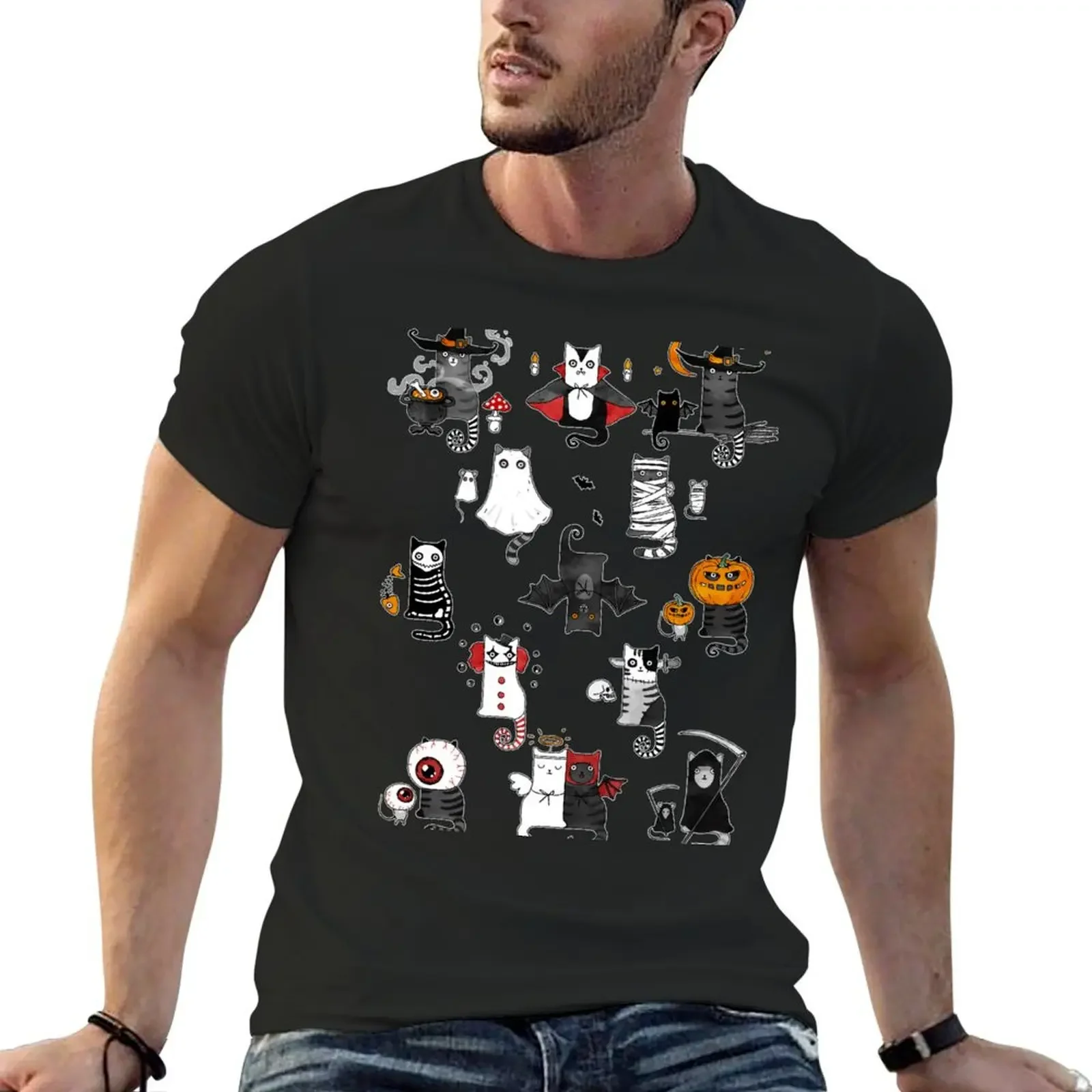 

Horror Cats In Terrible Imagery T-Shirt man t shirt vintage anime shirt men t shirts high quality