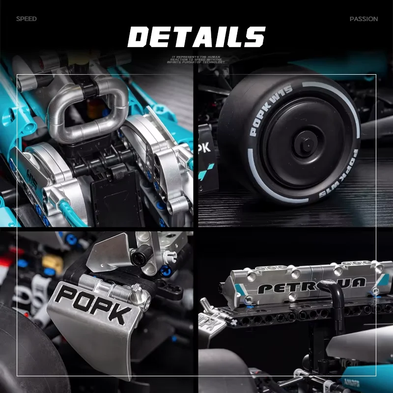 1936 قطعة جديد التقنية FI سباق الأداء سرعة سباق السيارات 1:8 اللبنات الطوب متوافق MOC نموذج سيارة سيارات لعب الهدايا #6