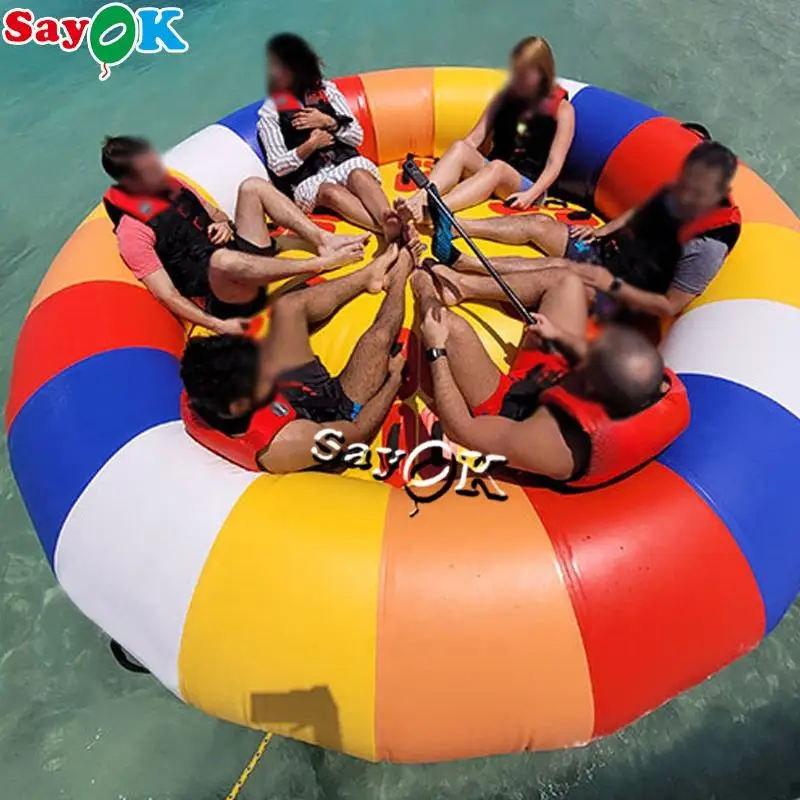 Multisize Inflatable Rolling Motor Boat Spinning Water Motorboat Inflatable Disco Boat For Towing Water Sports Games