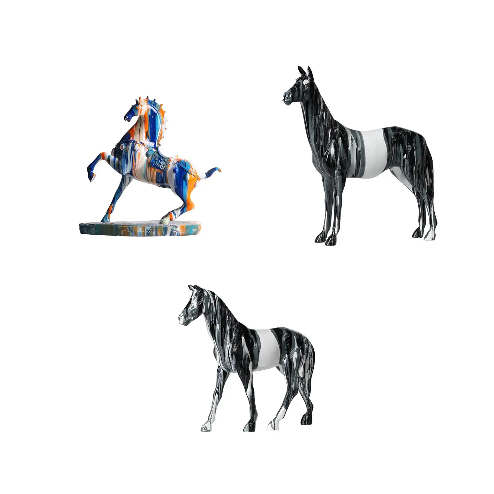 

Horse Sculpture Creative Collectible Resin Art Crafts Tabletop Ornament Modern Statue for Desk Living Room Shelf Office Entrance