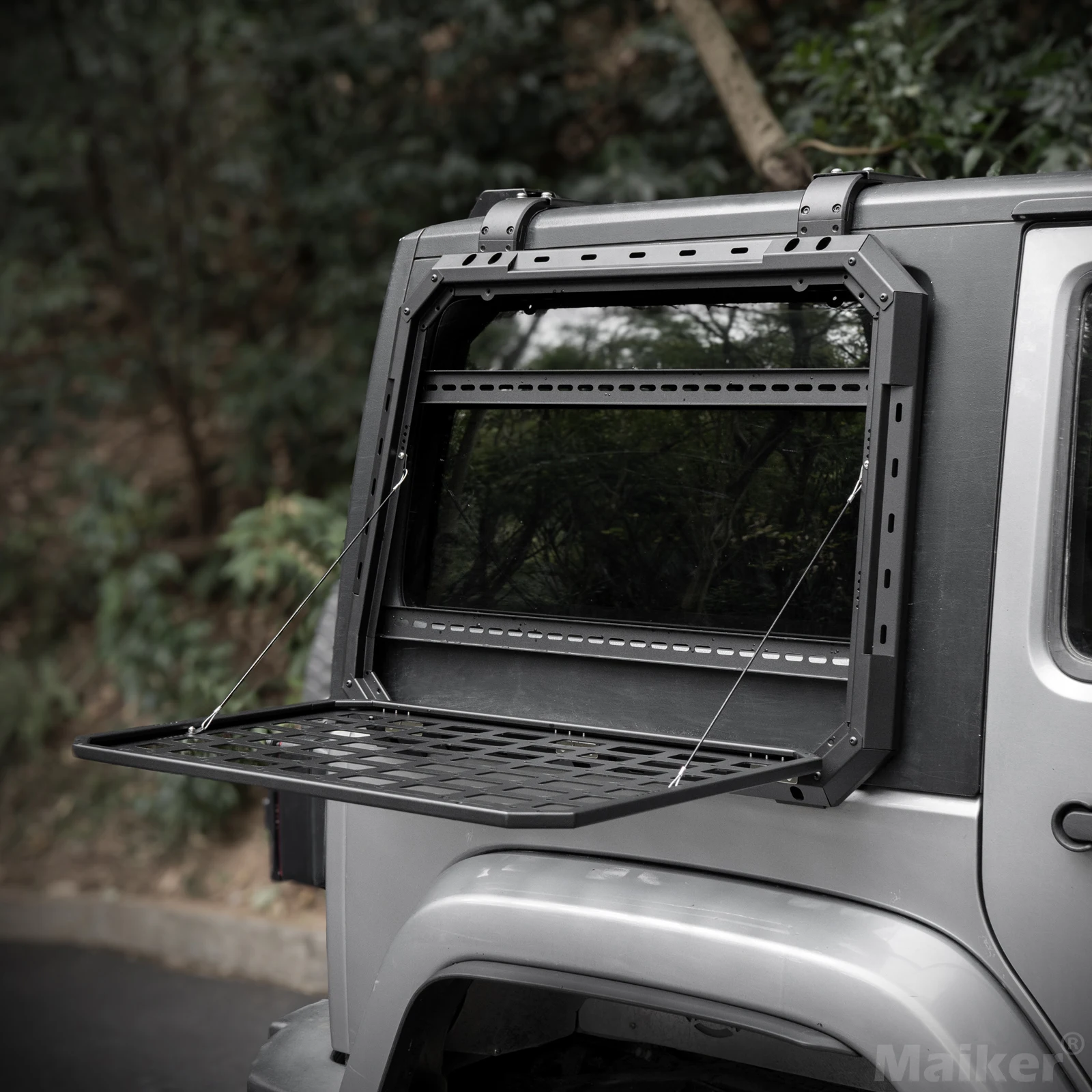 Left&Right Side Multifunctional Rear Window Storage Panel For Jeep Wrangler JK Openable Tactical Molle Platform