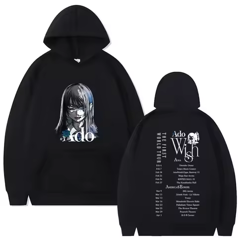 Pop Singer Ado World Tour 2025 Fashion Japanese-style Men's Sportswear Pullover Retro Casual Autumn and Winter Hoodie